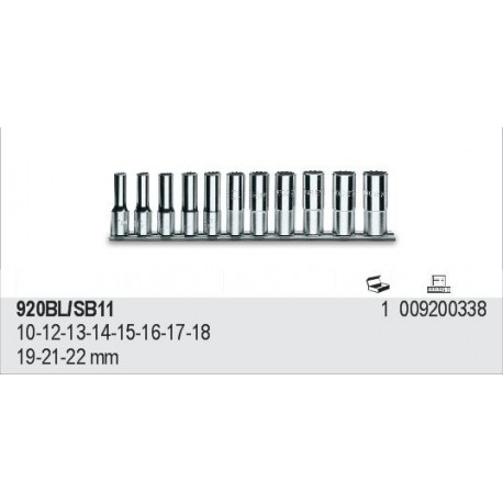 Zestaw - Nasadki dwunastokątne, długie 1/2" 11szt. 920BL/SB11