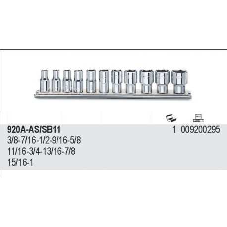 Zestaw - Nasadki sześciokątne Calowe 1/2" 11szt. 920A-AS/SB11