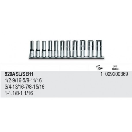 Zestaw -Nasadki dwunastokątne calowe, długie 1/2" 11szt. 920ASL/SB11