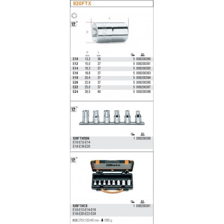 Zestaw - Nasadki profil Torx® wewnętrzny 1/2" 6szt. 920FTX/SB6